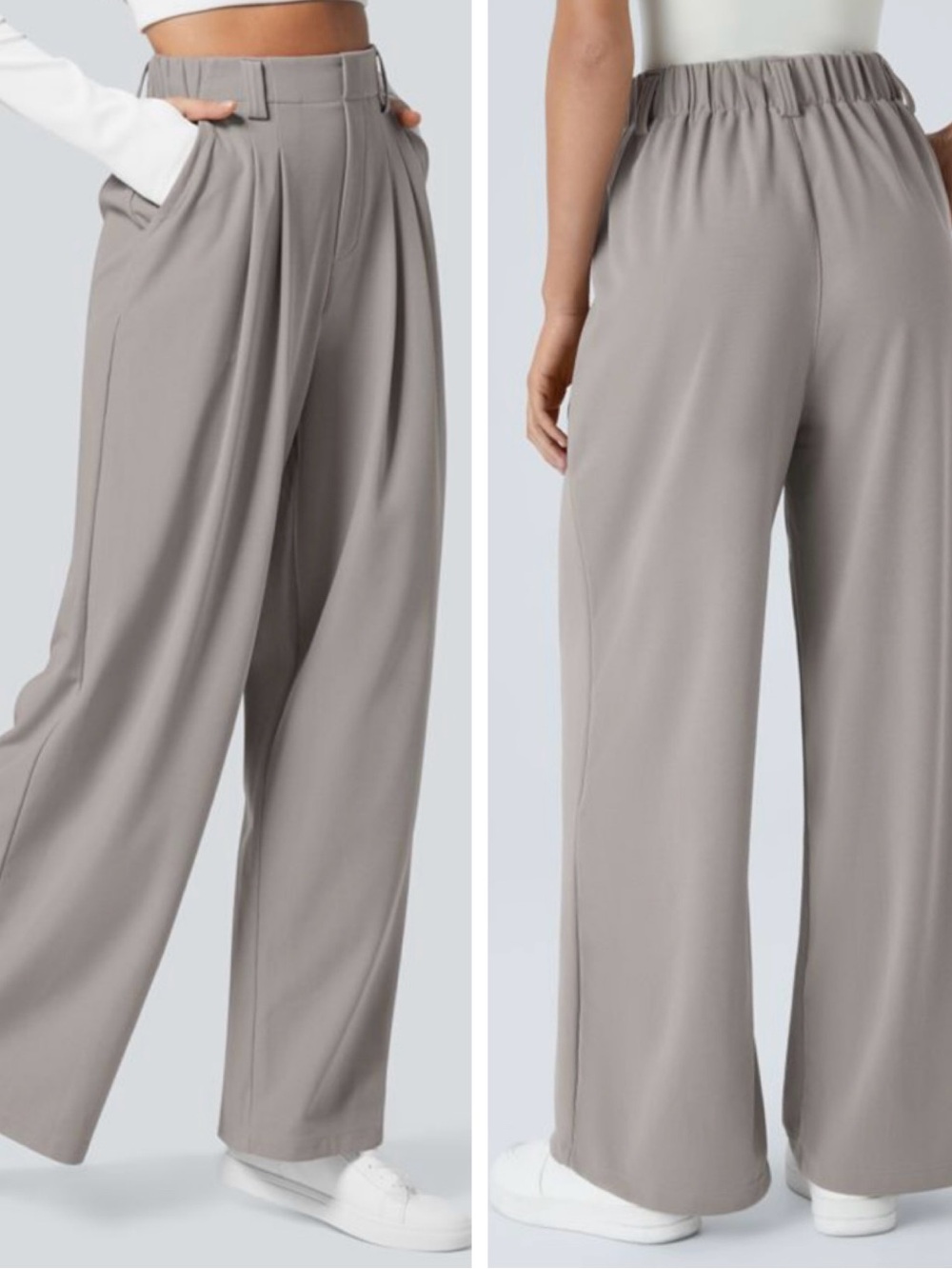 Halara Flex Gray High Waist Wide Leg Slimming Dress Pants with Pockets size 1X